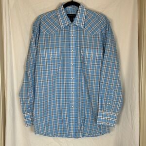 Panhandle Slim Men's Plaid Western Snap Front Long Sleeve Shirt Cowboy Rodeo M